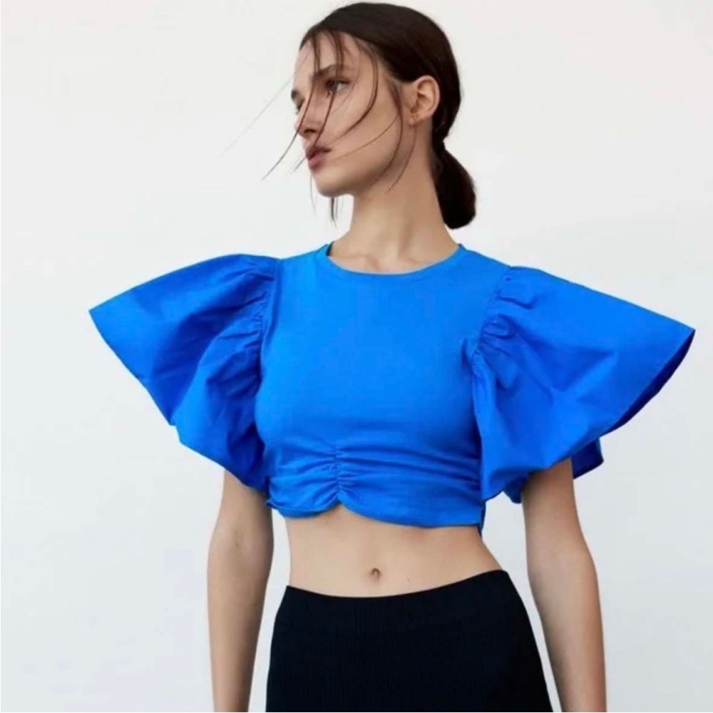 Zara Cropped Puffed sleeve top